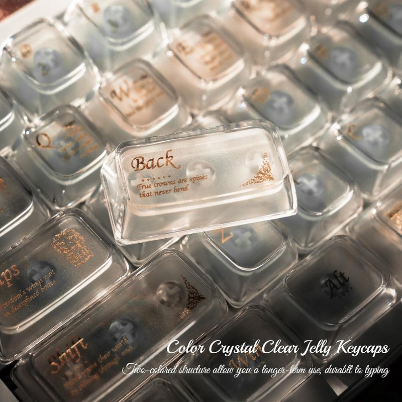 COSTOM Keycaps - Crystal Clear Jelly Keycaps 60 65 75 100 Percent, Baroque Style Custom Keyboard Key Caps, XDA Profile Mechanical Keyboard Keycap Set 115 Keys - for 61/68/84/87/98/99/100/104/108 Keys - Image 3